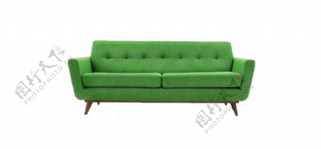 绿色布艺双人沙发png元素