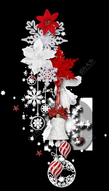 美丽圣诞花雪花装饰透明素材