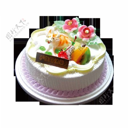 花朵奶油生日蛋糕素材