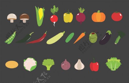 扁平时尚水果和蔬菜插画