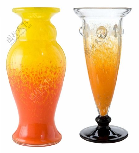黄色瓷瓶琉璃杯png元素
