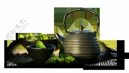 清新土褐色茶具产品实物