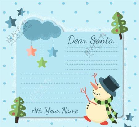 创意雪人圣诞节信纸矢量素材