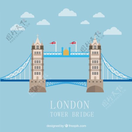 伦敦塔桥建筑矢量图