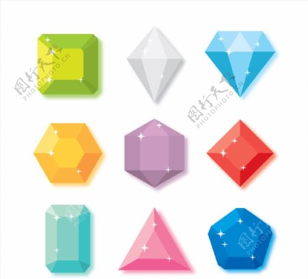 9款彩色钻石设计矢量素材