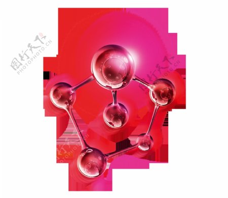 红色分子科技插画png