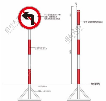 严禁左拐立牌