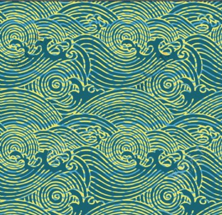 手绘海浪密集线条图案矢量图