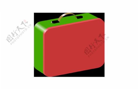 卡通红绿色皮箱png元素