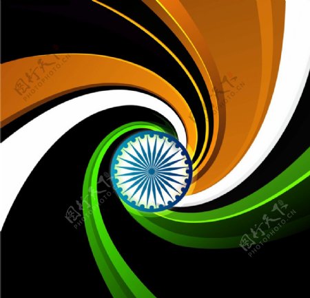 三色漩涡印度国旗
