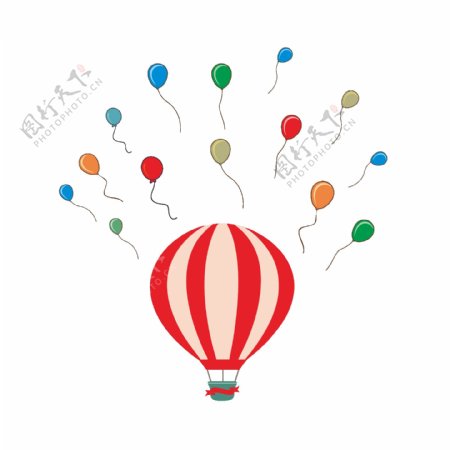 漂浮气球热气球彩色矢量可商用素材