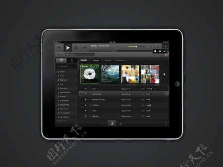 ipad音乐app界面场景中苹果样机模板