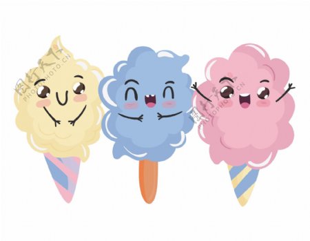 卡通彩色冰淇淋元素