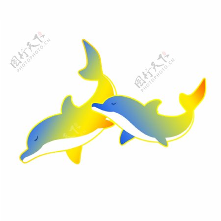 彩色游泳的鲸鱼卡通元素