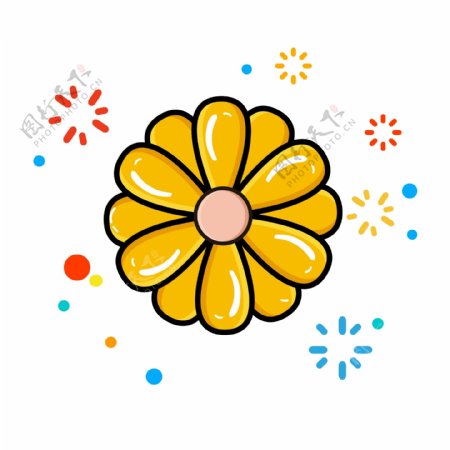 MBE黄色可爱卡通手绘花朵植物