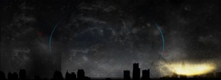科技创新城市夜空光景