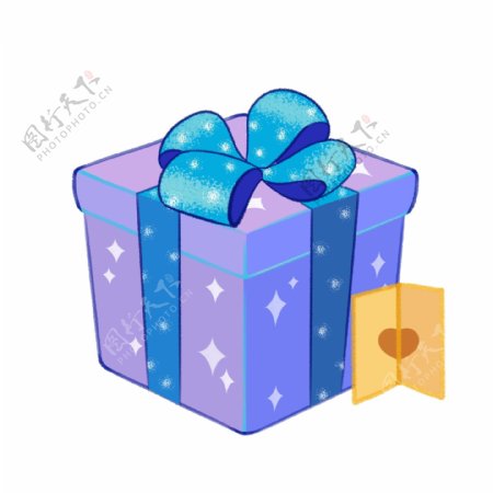 蓝色梦幻可爱原创手绘礼品礼物盒礼物包装