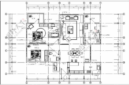 现代家装两室一厅平面图