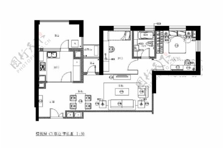 日式两室一厅家装平面图