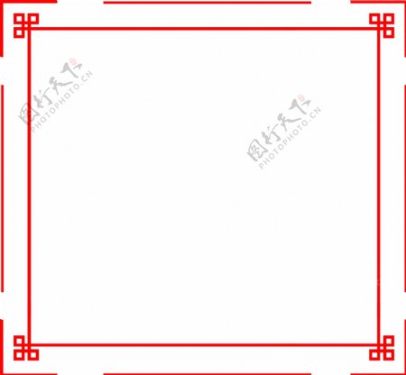 红色古典中国风线条边框