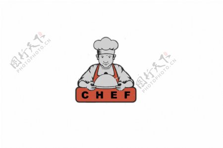 创意卡通男厨师炊事员LOGO标志设计