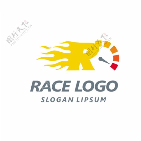 字母r与赛车徽标logo模板
