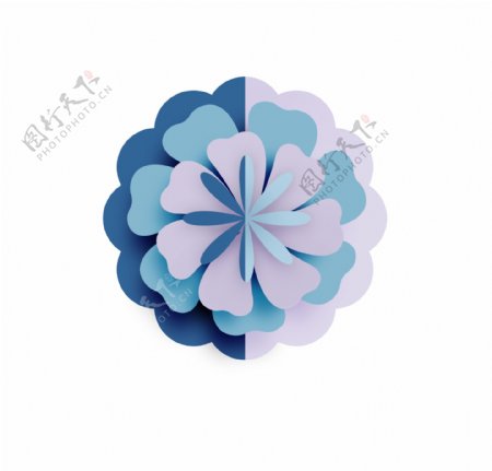 手绘卡通蓝色花朵装饰素材