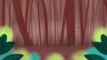 彩绘抽象树林背景素材
