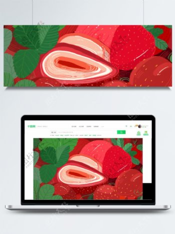 美丽甜美草莓广告背景
