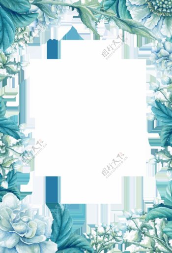 蓝色精致花朵装饰素材