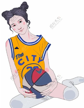 卡通漫画篮球少女