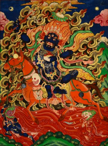 西藏艺术唐卡吉祥天母佛教