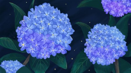 蓝色唯美绣球花背景设计