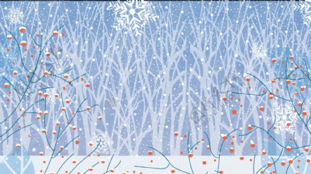冬季林中雪景圣诞背景素材