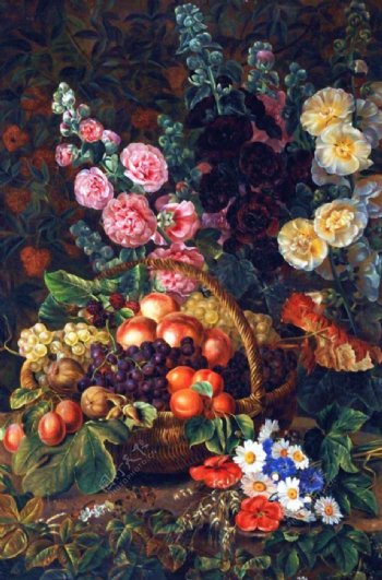 欧式复古鲜花花朵花瓶油画无框画