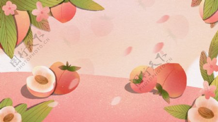 清新粉嫩水蜜桃广告背景
