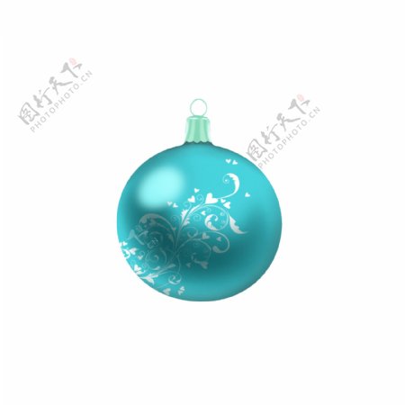 手绘圣诞装饰球青色蓝色花纹创意可商用元素