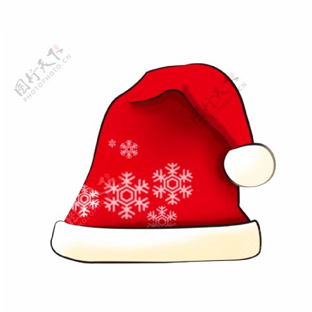圣诞节圣诞帽雪花红色节日素材