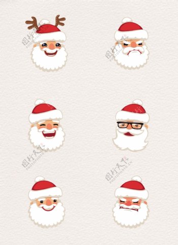 卡通6组圣诞老人表情设计
