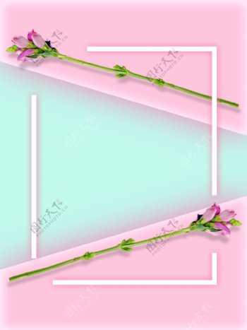 粉蓝色创意花朵背景设计