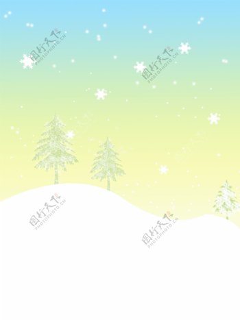 简约冬季树木下雪背景图