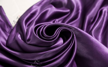紫色丝绸面料局部细节高清大图