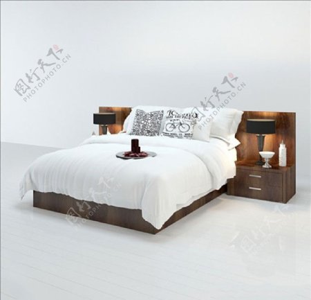 精品床卧室3d模型