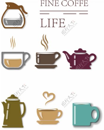 咖啡彩色精致可商用图标元素