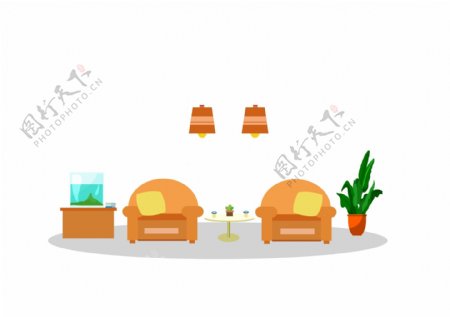 家具装饰绿植鱼缸