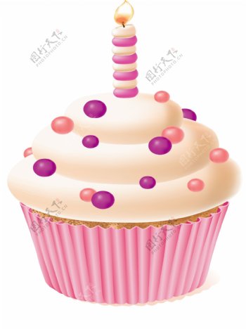 矢量粉色蛋糕生日元素