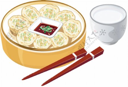 手绘寿司豆浆元素