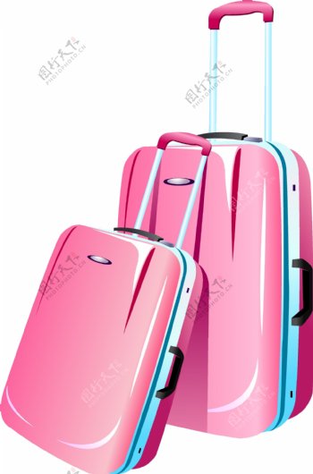 矢量粉色行李箱元素