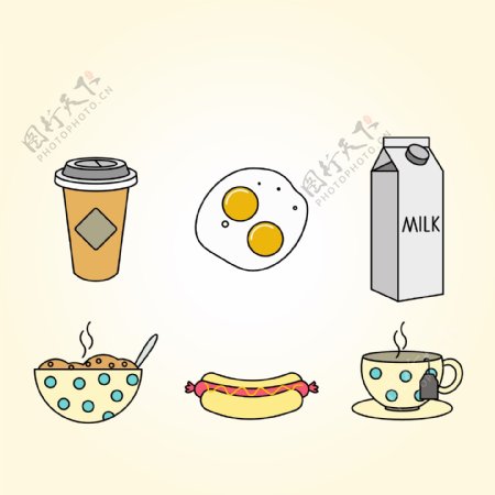 手绘的早餐标志矢量素材