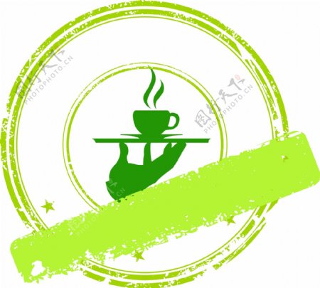 卡通绿色咖啡杯图标矢量元素